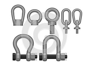 The set of lifting accessories on white background