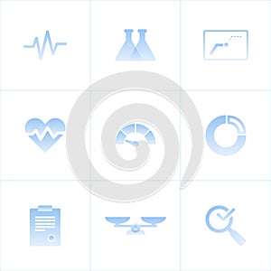 Set of light blue gradient medical scientific icons