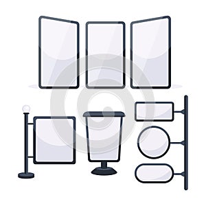 Set of Light boxes template. Billboards collection. Commercial announcement