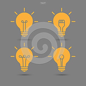 Set of light bulb icon. Lamp sign and stmbol. Vector.