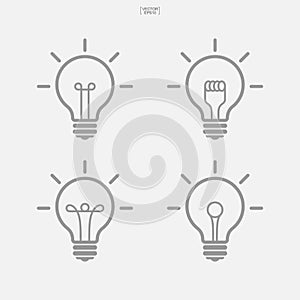 Set of light bulb icon. Lamp sign and stmbol. Vector.