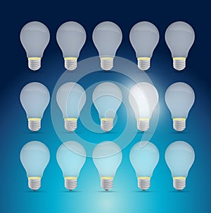 Set of light bulbs and one bright idea.