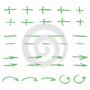 Set of light green vector highlighter elements