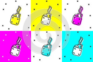Set Lighter icon isolated on color background. Vector