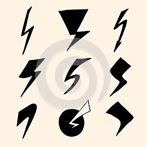 Set of lightning icons