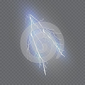 A set of lightning Magic and bright light effects. Vector illustration. Discharge electric current.