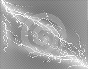 A set of lightning Magic and bright light effects. Vector illustration. Discharge electric current. Charge current