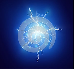 A set of lightning Magic and bright light effects. Vector illustration. Discharge electric current. Charge current