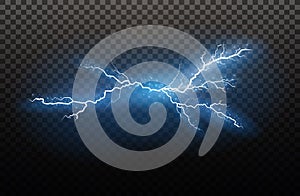 A set of lightning Magic and bright light effects. Vector illustration. Discharge electric current. Charge current