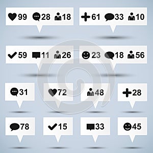 Set of like, follower, comment icons