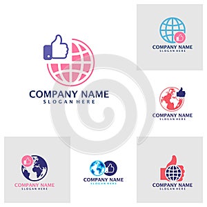 Set of Like World logo design vector. Good World logo design template concept