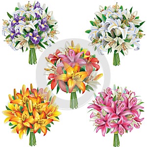 Set of lilies bouquets