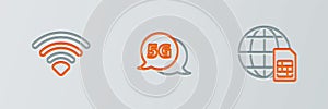 Set line 5G network, Wi-Fi wireless and icon. Vector