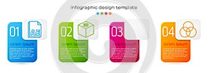 Set line AE file document, Isometric cube, Red eye effect and RGB and CMYK color mixing. Business infographic template