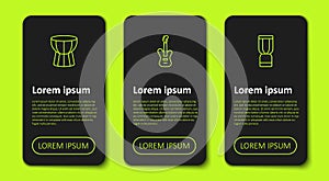 Set line African darbuka drum, Electric bass guitar and djembe. Business infographic template. Vector