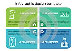 Set line Air hockey table, Air horn, Hockey judge, referee, arbiter and Hockey sports ticket. Business infographic