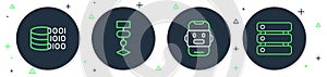 Set line Algorithm, Chat bot, Binary code and Server, Data icon. Vector