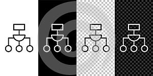 Set line Algorithm icon isolated on black and white, transparent background. Algorithm symbol design from Artificial