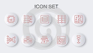 Set line Algorithm, Neural network, Server, Data, Computer api interface, Processor CPU, Artificial intelligence AI and