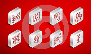 Set line Algorithm, Processor CPU, Artificial intelligence robot, Neural network, Humanoid and icon. Vector