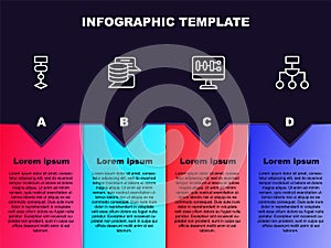 Set line Algorithm, Server, Data, and . Business infographic template. Vector