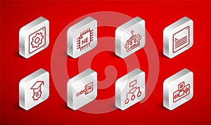 Set line Artificial intelligence AI, Processor CPU, robot, Web developer programming code, Algorithm, Computer api