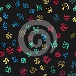 Set line Artificial intelligence robot, Neural network, and Algorithm on seamless pattern. Vector