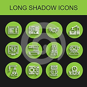 Set line Assembly line, Printed circuit board PCB, Software, web developer programming code, Robot, and digital time