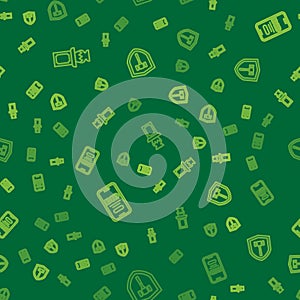 Set line Auction ancient vase, Online auction and hammer on seamless pattern. Vector