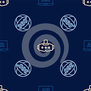 Set line Augmented reality AR, 360 degree view and Virtual glasses on seamless pattern. Vector