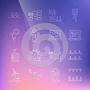 Set line Automatic irrigation sprinklers, Smart farming technology, Flower, Plant and Genetic engineering modification