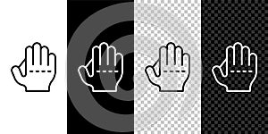Set line Baseball glove icon isolated on black and white, transparent background. Vector