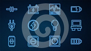 Set line Battery charge level indicator, Fuse, Electrical measuring instruments, Lightning bolt, plug, circuit scheme