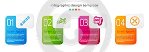 Set line Bicycle chain, , Stopwatch and sprocket crank. Business infographic template. Vector