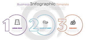 Set line Bicycle lane, shoes and parking. Business infographic template. Vector