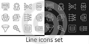 Set line Binary code, Cloud technology data transfer, Neural network, Server, Data, Artificial intelligence robot