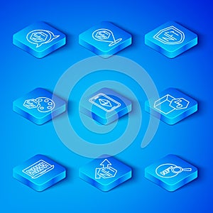 Set line Binary code, Ethereum ETH, NFT growth bar chart, Digital crypto, shield, and Search icon. Vector