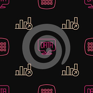 Set line Binary code, Financial growth and Data analysis on seamless pattern. Vector