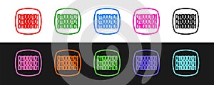 Set line Binary code icon isolated on black and white background. Vector