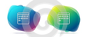 Set line Binary code icon isolated on white background. Abstract banner with liquid shapes. Vector