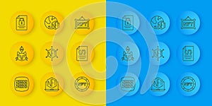 Set line Binary code, NFT Digital crypto art, blockchain technology, Document and, and icon. Vector