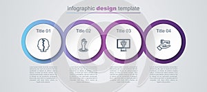 Set line Bipolar disorder, Helping hand, Psychologist online and Solution to the problem. Business infographic template