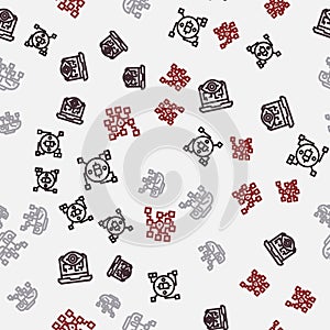 Set line Blockchain technology Bitcoin, Computer vision, Humanoid robot and Neural network on seamless pattern. Vector