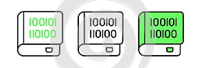 Set line Books about programming icon isolated on white background. Programming language concept. PHP, CSS, XML, HTML