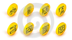Set line Bot, Global technology or social network, Printed circuit board PCB, Robot, Assembly line, Computer monitor