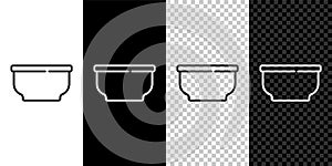 Set line Bowl icon isolated on black and white background. Vector
