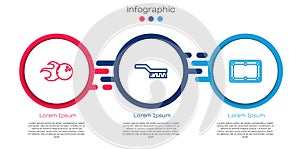 Set line Bowling ball, Pool table brush and Billiard. Business infographic template. Vector