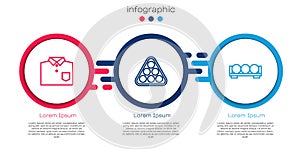 Set line Bowling shirt, Billiard balls rack triangle and on stand. Business infographic template. Vector