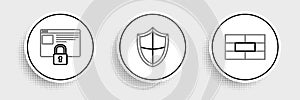 Set line Bricks, Secure your site with HTTPS, SSL and Shield icon. Vector