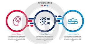 Set line Broken heart or divorce, Psychology, Psi and Users group. Business infographic template. Vector